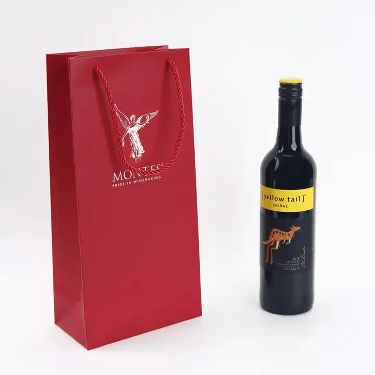 Custom Printed Small Red Wine Bottle Carry Paper Bag