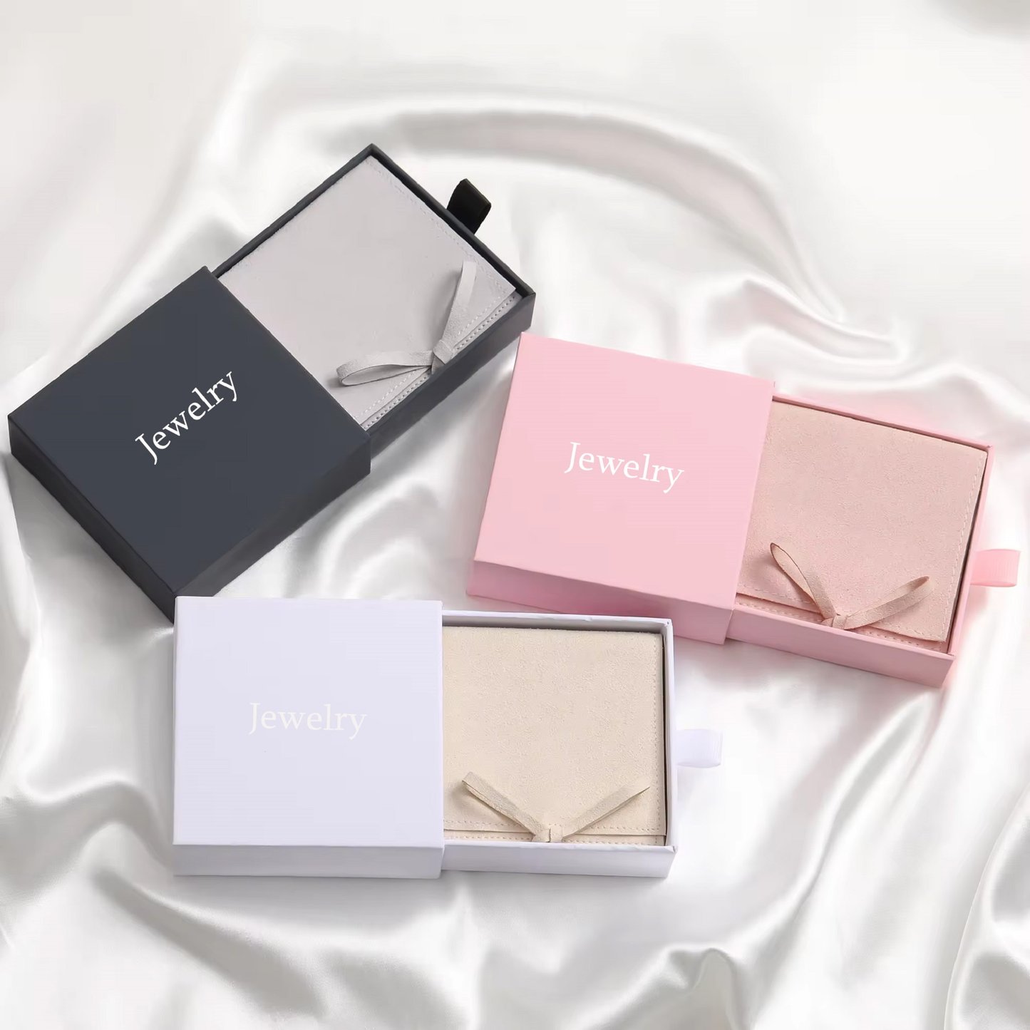 Custom Jewelry Boxes Small Packaging Drawer Boxes High-End Black Floating Drawer Necklace Ring Earrings Jewelry Gift Box