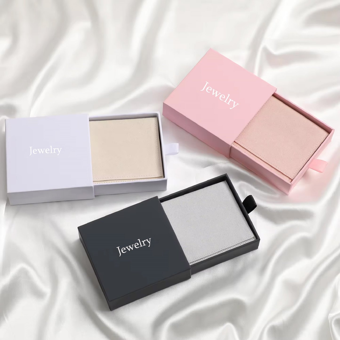 Custom Jewelry Boxes Small Packaging Drawer Boxes High-End Black Floating Drawer Necklace Ring Earrings Jewelry Gift Box
