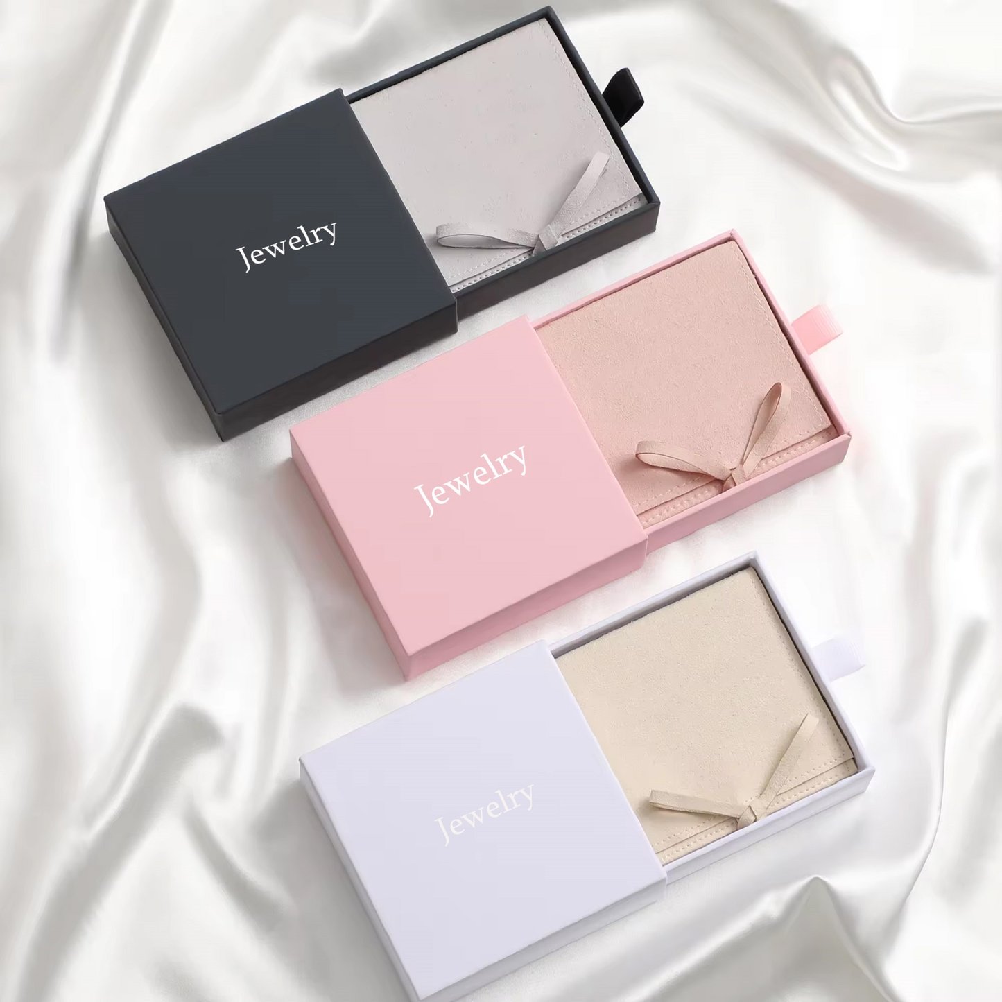 Custom Jewelry Boxes Small Packaging Drawer Boxes High-End Black Floating Drawer Necklace Ring Earrings Jewelry Gift Box