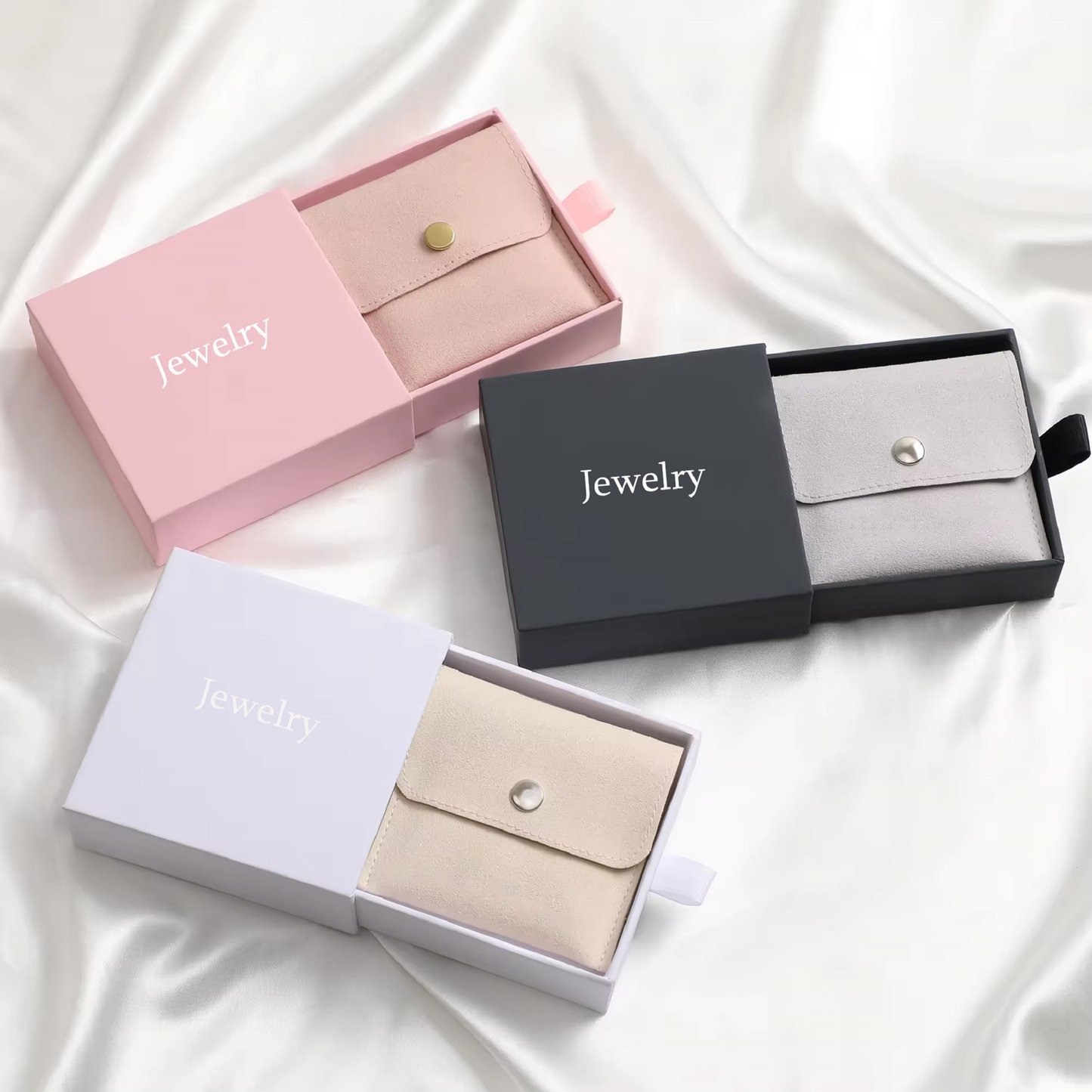 Custom Jewelry Boxes Small Packaging Drawer Boxes High-End Black Floating Drawer Necklace Ring Earrings Jewelry Gift Box