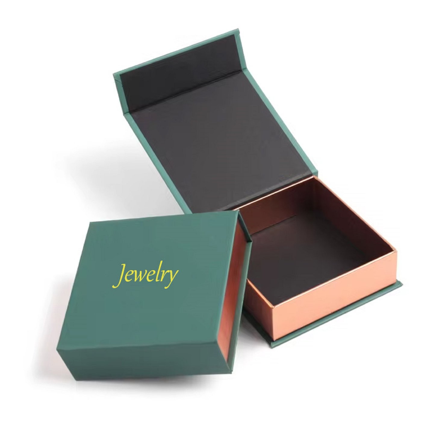 Green Customizable Packaging Box With Magnetic Lids Rigid Cardboard Boxes For Earrings Bracelet
