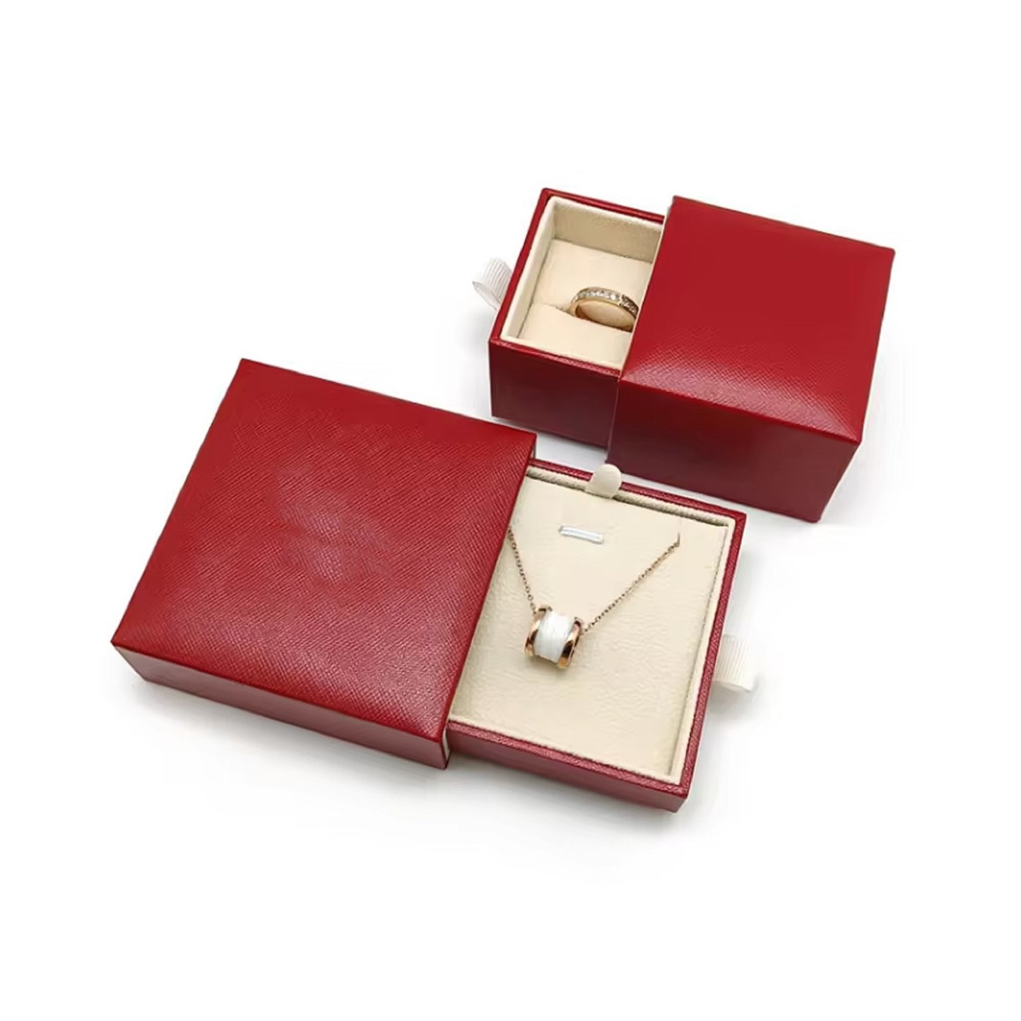 Red Ring Boxes Drawer Sliding Cardboard Paper Box Packaging For Jewelry Custom Designs Box