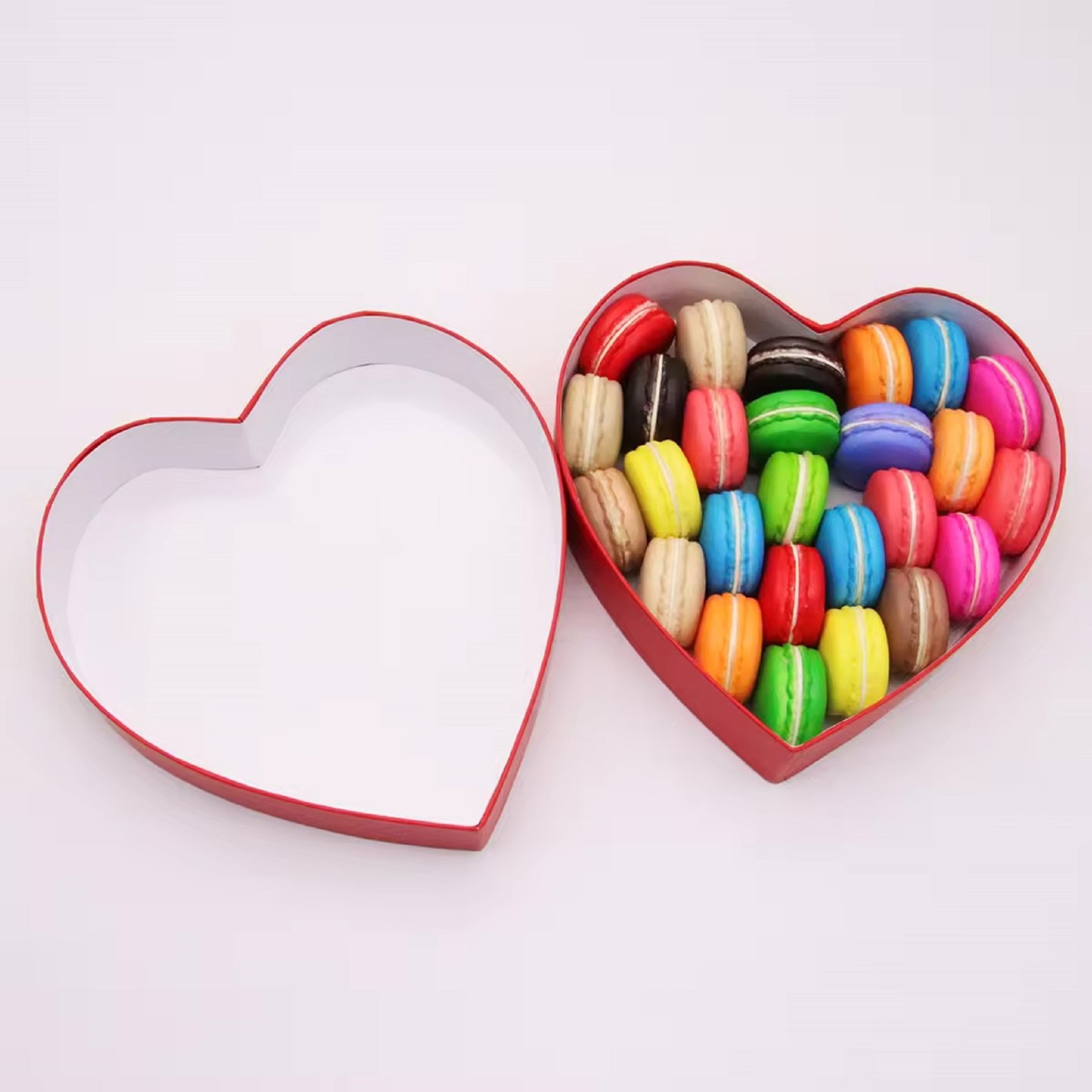 Paper Cardboard Box Red Empty Heart Shaped Gift Boxes For Macaron Cookies