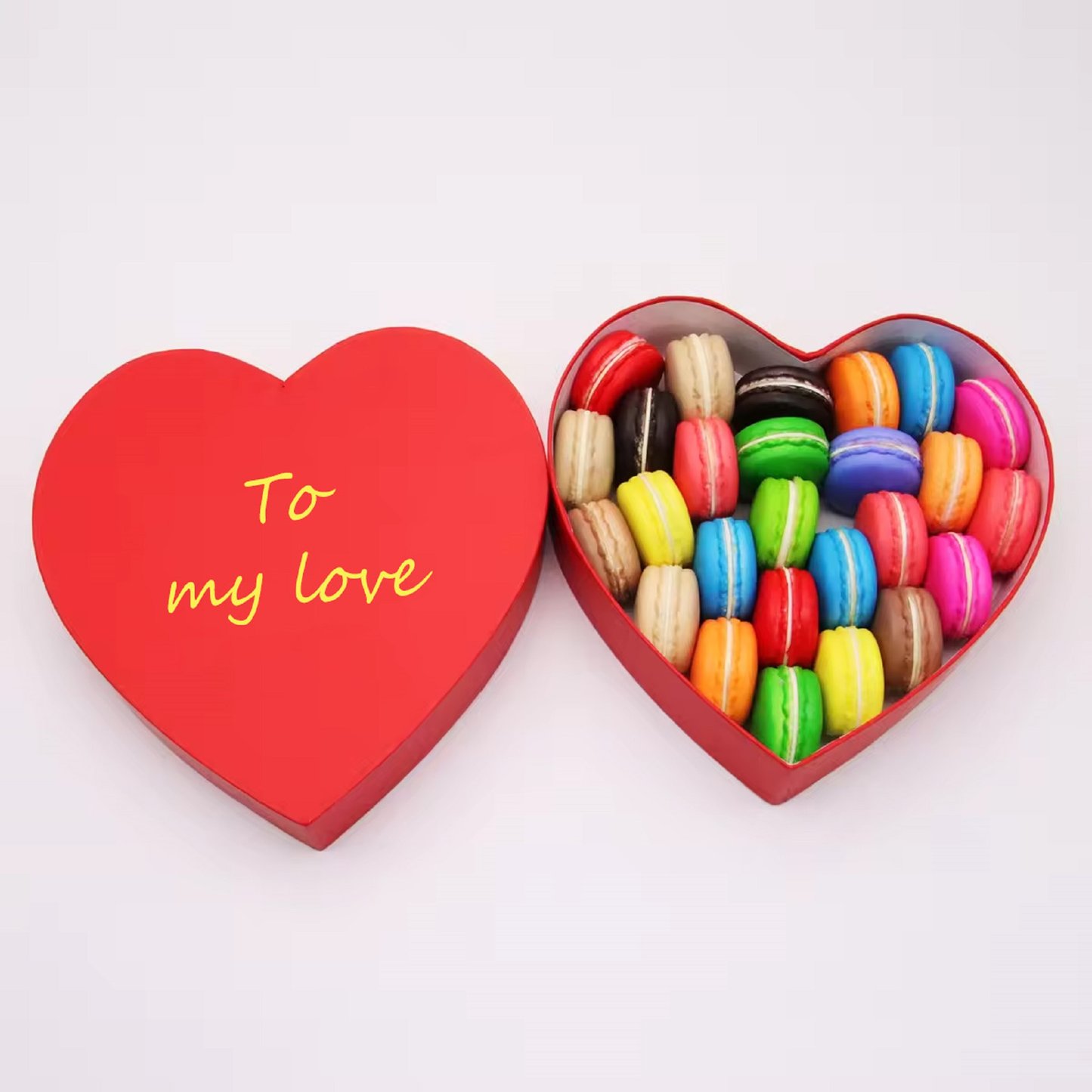 Paper Cardboard Box Red Empty Heart Shaped Gift Boxes For Macaron Cookies