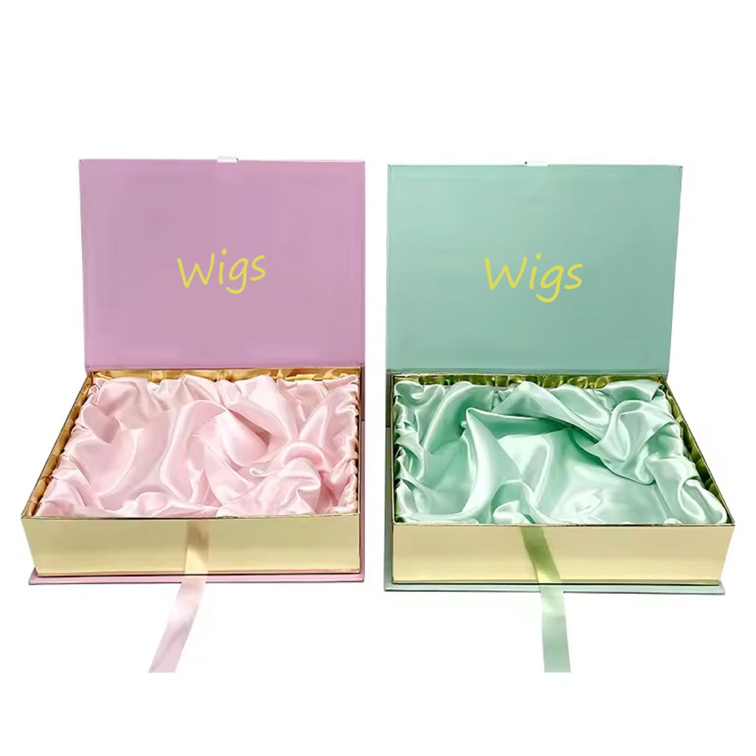 Pink Hair Bundles Packaging Box With Satin Hair Gift Storage Boxes With Special Paper