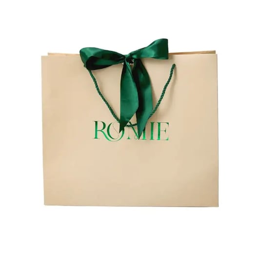 Printed Jewelry Gift Paper Bags With Ribbon Handle