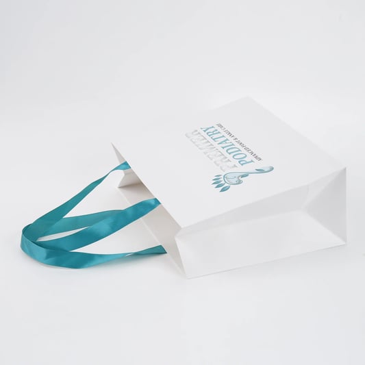 Custom Scarf White Paper Bags With Nylon Handles