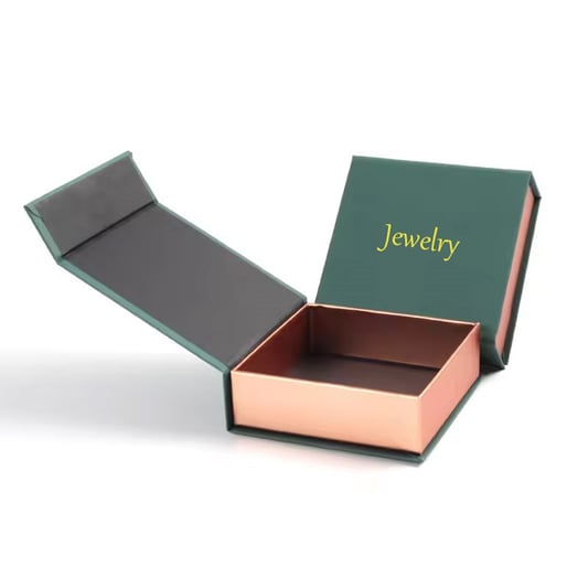 Green Customizable Packaging Box With Magnetic Lids Rigid Cardboard Boxes For Earrings Bracelet
