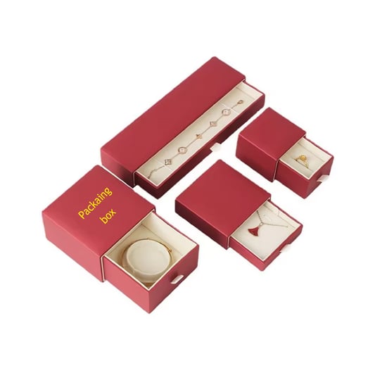 Red Ring Boxes Drawer Sliding Cardboard Paper Box Packaging For Jewelry Custom Designs Box
