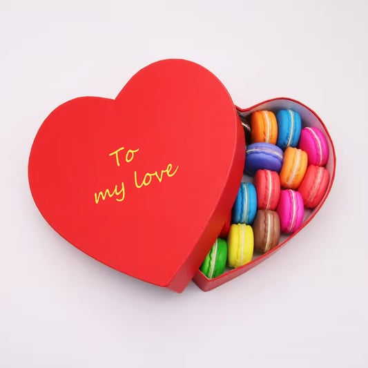 Paper Cardboard Box Red Empty Heart Shaped Gift Boxes For Macaron Cookies