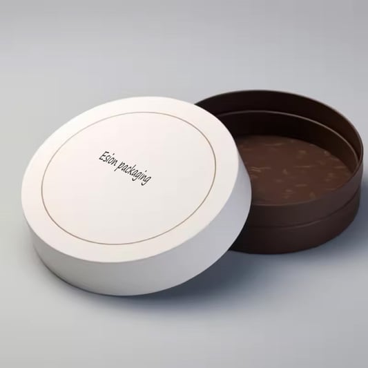 White Lids And Base Paper Packaging Round Rigid Boxes With Hot Print For Chocolates