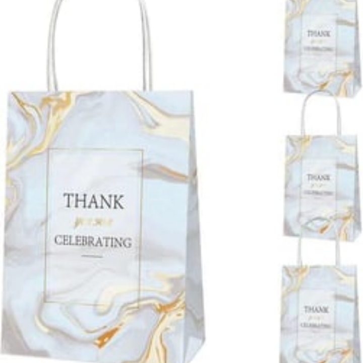 Custom Kraft Paper Shopping Bags Printed logo Durable Gift Bags with Paper Handles Marble Texture Luxury Wedding Gift Paper Bags