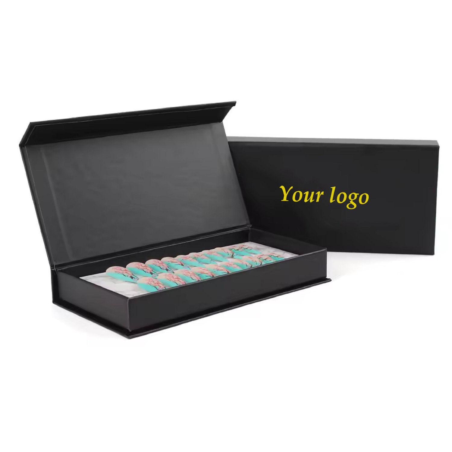 Black Gift Box Wear Nails Luxury Rigid Packaging Magnetic Gift Boxes Wholesale