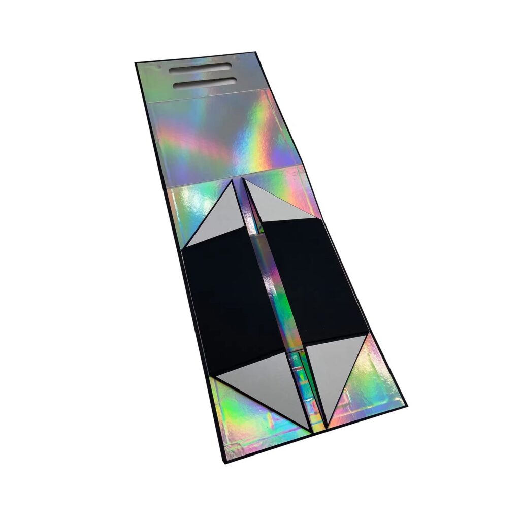 Holographic gift boxes with soft touch lamination film subscription boxes for men's suits