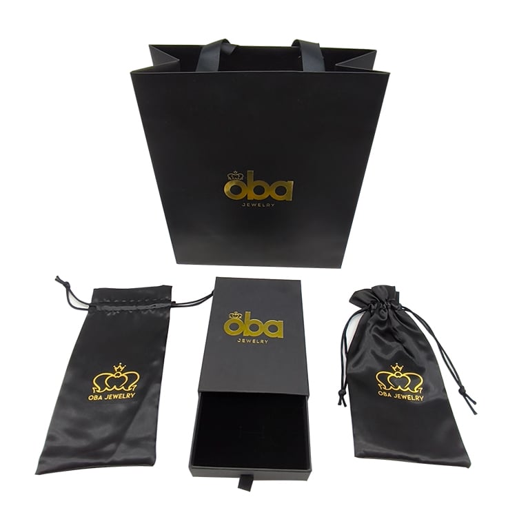 Black Foil Stamped Jewelry Box with Insert