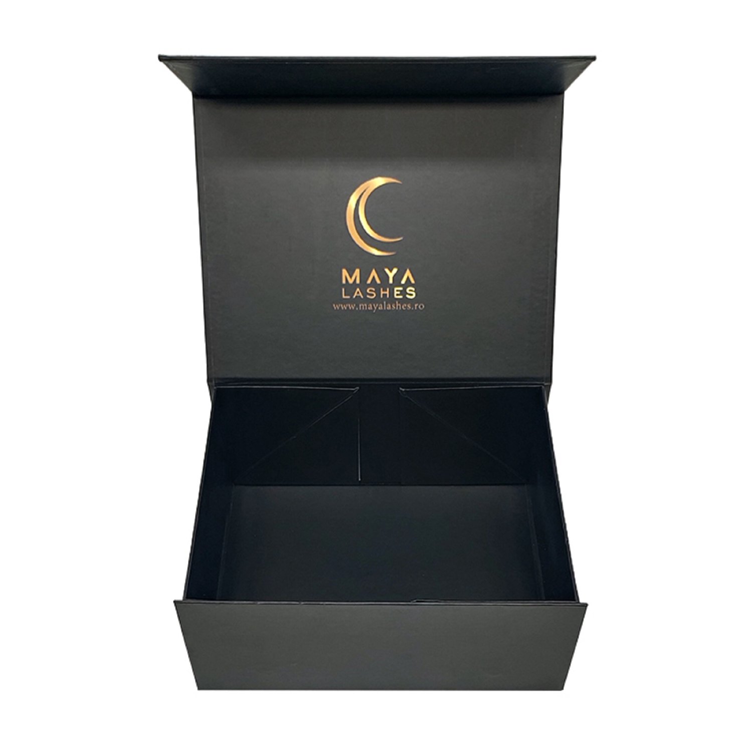 Black magnetic gift box custom logo stamp foldable cardboard boxes with lids