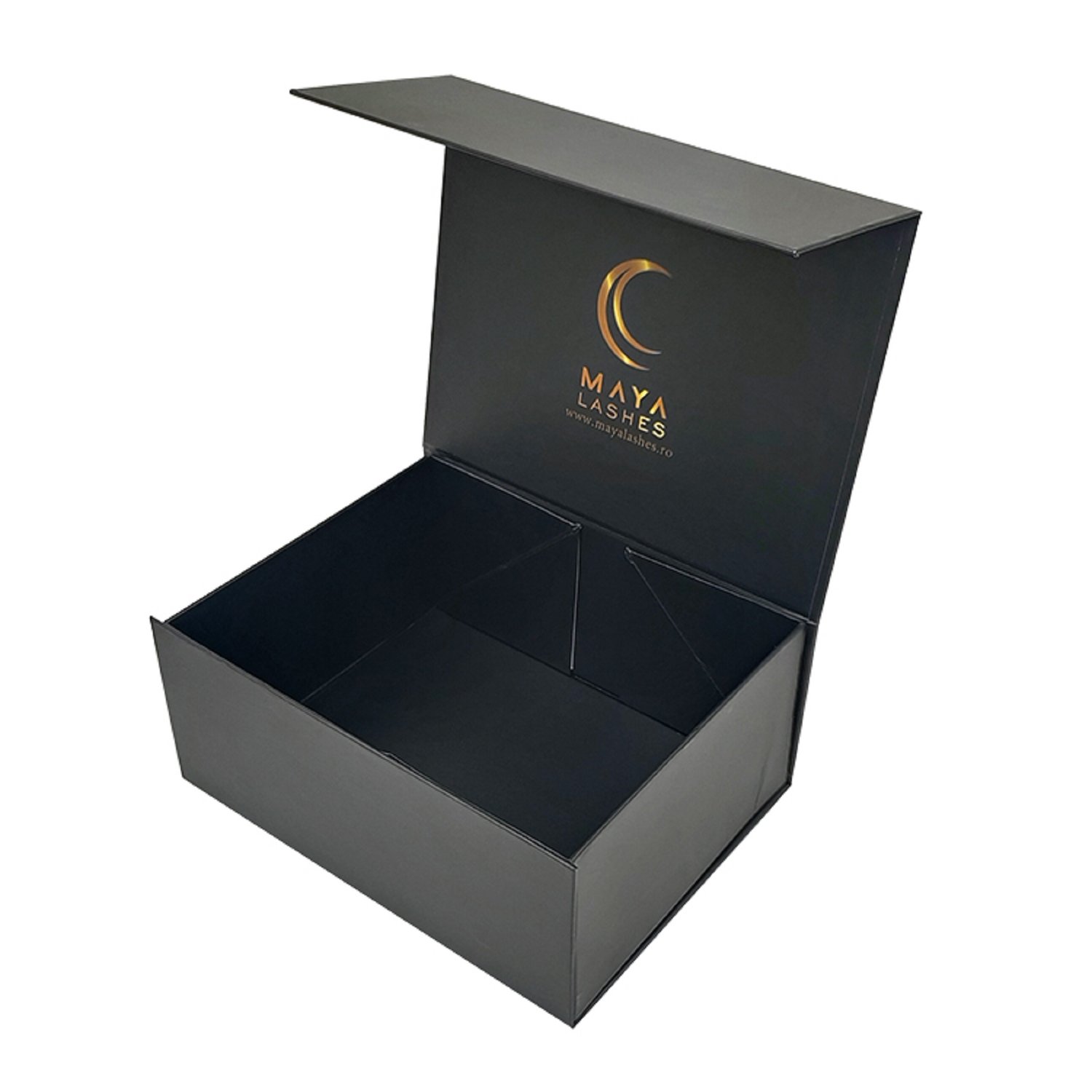 Black magnetic gift box custom logo stamp foldable cardboard boxes with lids