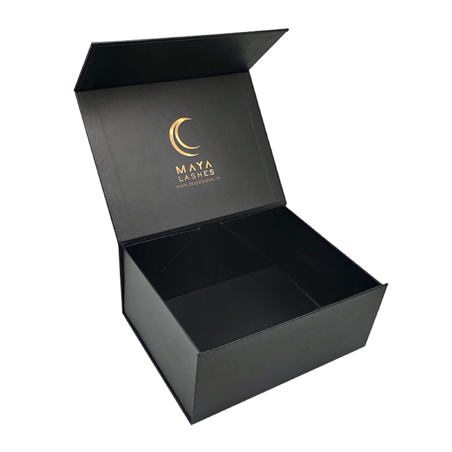 Black magnetic gift box custom logo stamp foldable cardboard boxes with lids