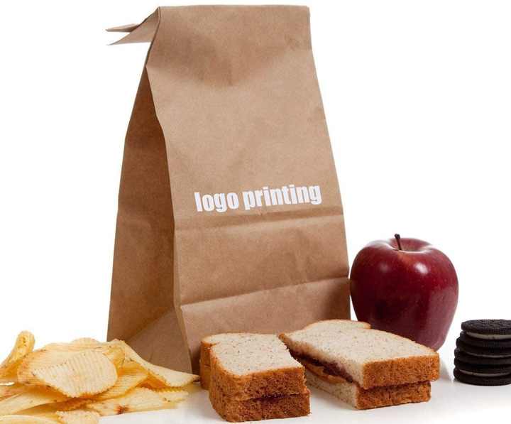 Customized logo Anti-oil Takeaway Kraft Paper Fast Food Packaging Paper Bag 100% Recycled Brown Paper Bag