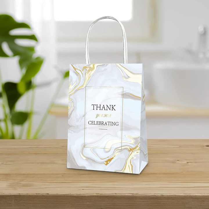 Custom Kraft Paper Shopping Bags Printed logo Durable Gift Bags with Paper Handles Marble Texture Luxury Wedding Gift Paper Bags