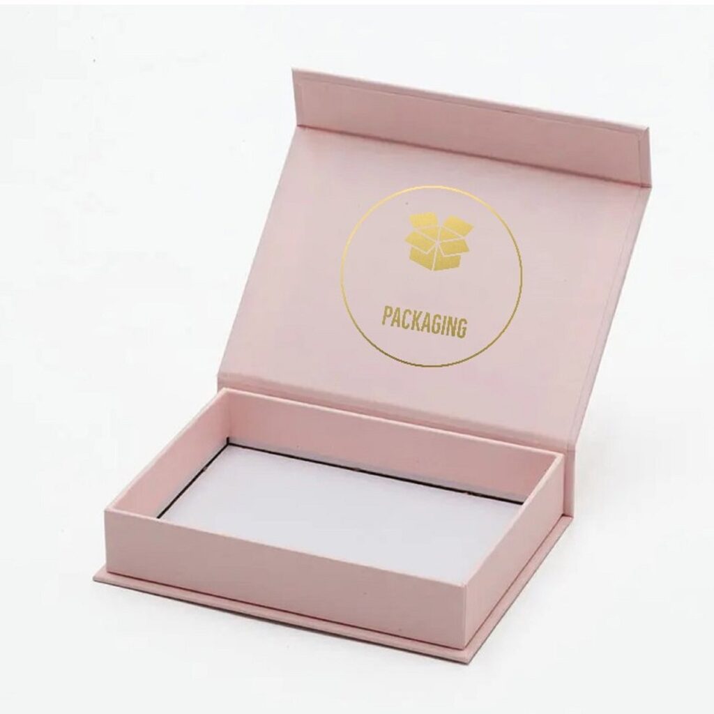 Pink cardboard gift box with magnetic lid for clothing paper packaging boxes