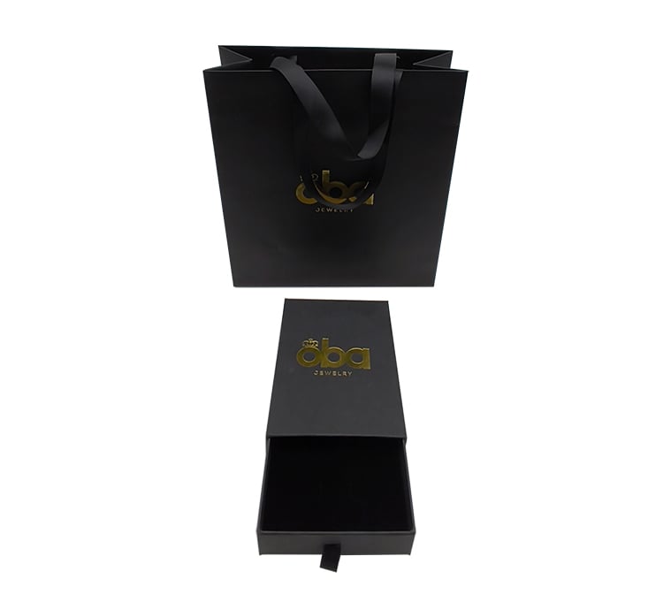 Black Foil Stamped Jewelry Box with Insert