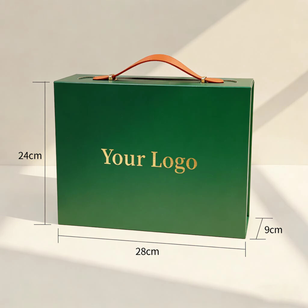 Folding gift box with handle