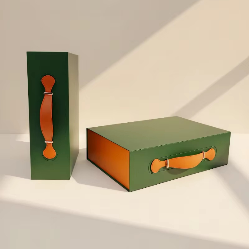 Folding gift box with handle