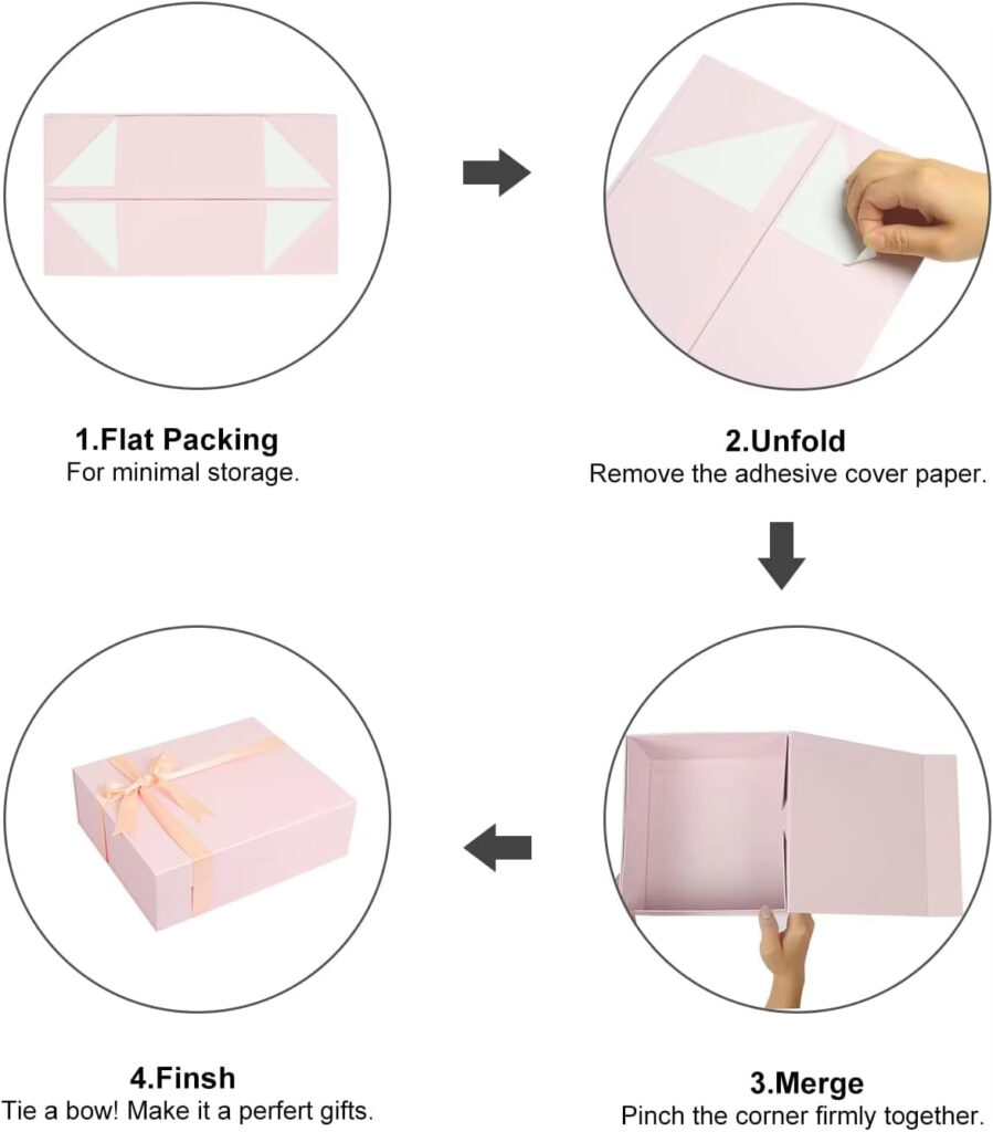 Magnetic snap foldable cardboard gift box