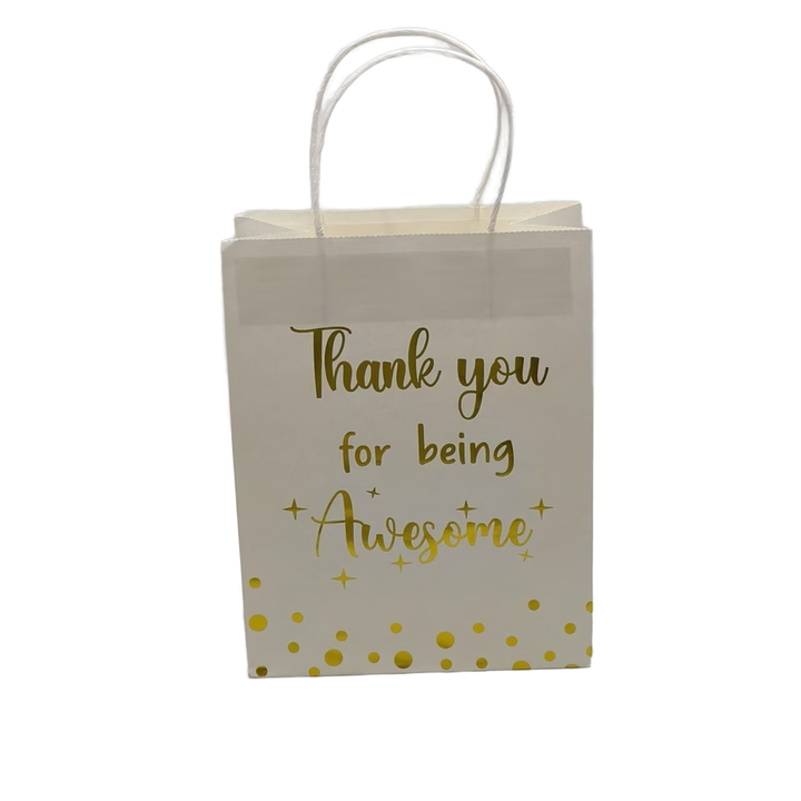 Wholesale Custom Gold Stamping logo White Gift Paper Bags Perfume Cosmetics Retail Shopping Paper Bags