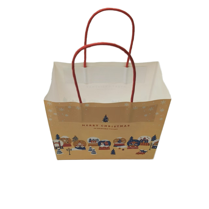 Colorful Printed Christmas Pattern Paper Bag Paper Cord Recoverable and Environmentally Friendly Gift Paper Bags