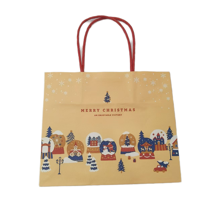 Colorful Printed Christmas Pattern Paper Bag Paper Cord Recoverable and Environmentally Friendly Gift Paper Bags