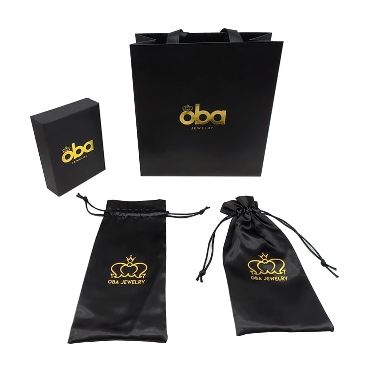 Black Foil Stamped Jewelry Box with Insert