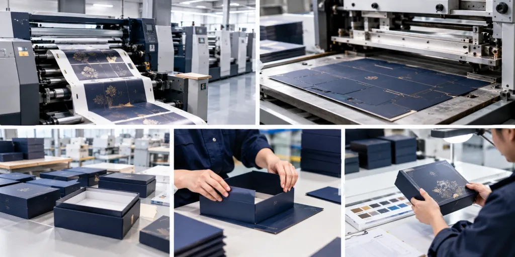 Custom gift box production, assembly, and quality inspection