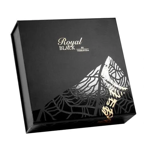 Premium magnetic gift box finishing options including foil stamping embossing and spot UV