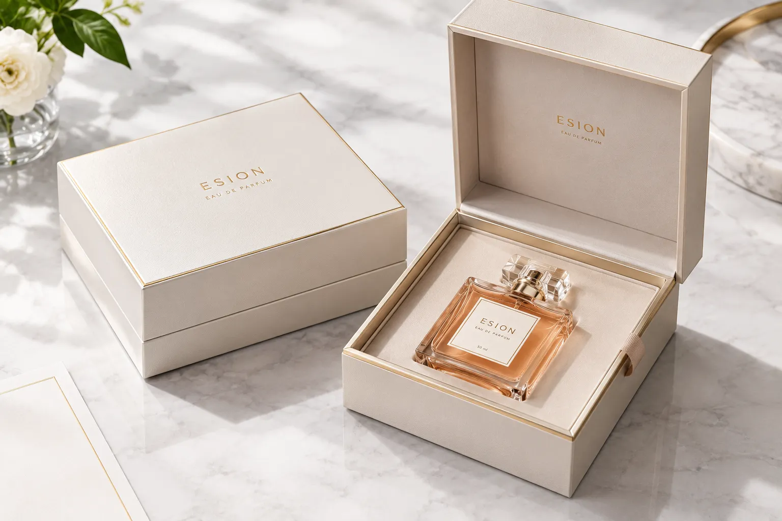 custom perfume box packaging with perfume bottle