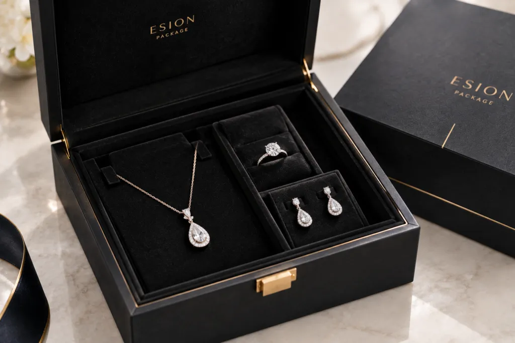 jewelry box insert with ring and necklace positioning details