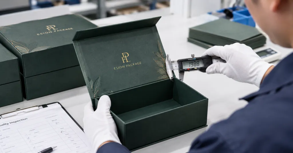 magnetic gift box sample inspection during packaging production