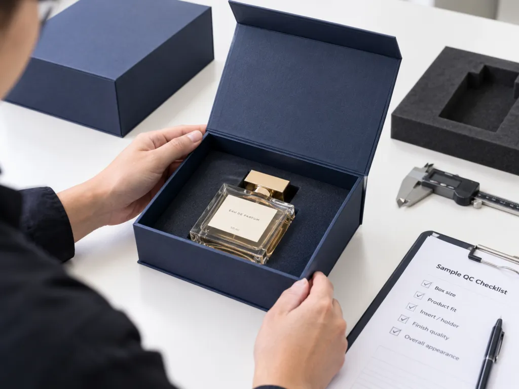 magnetic gift box sample size and product fit inspection