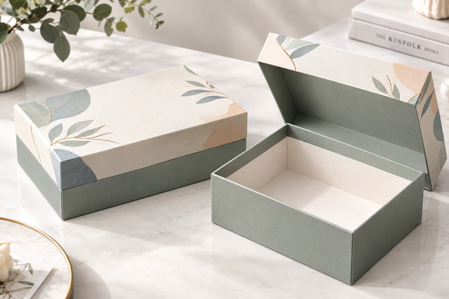 two-piece rigid setup box structure with separate lid and base
