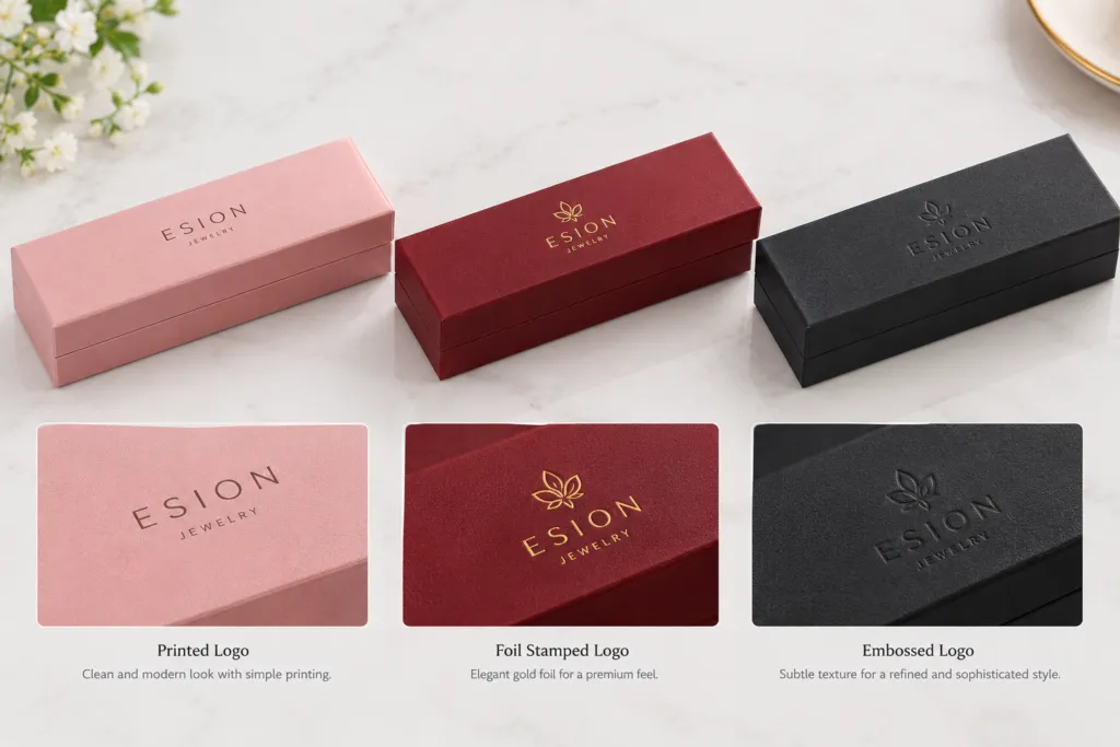branded bracelet boxes with printed, foil stamped and embossed logos