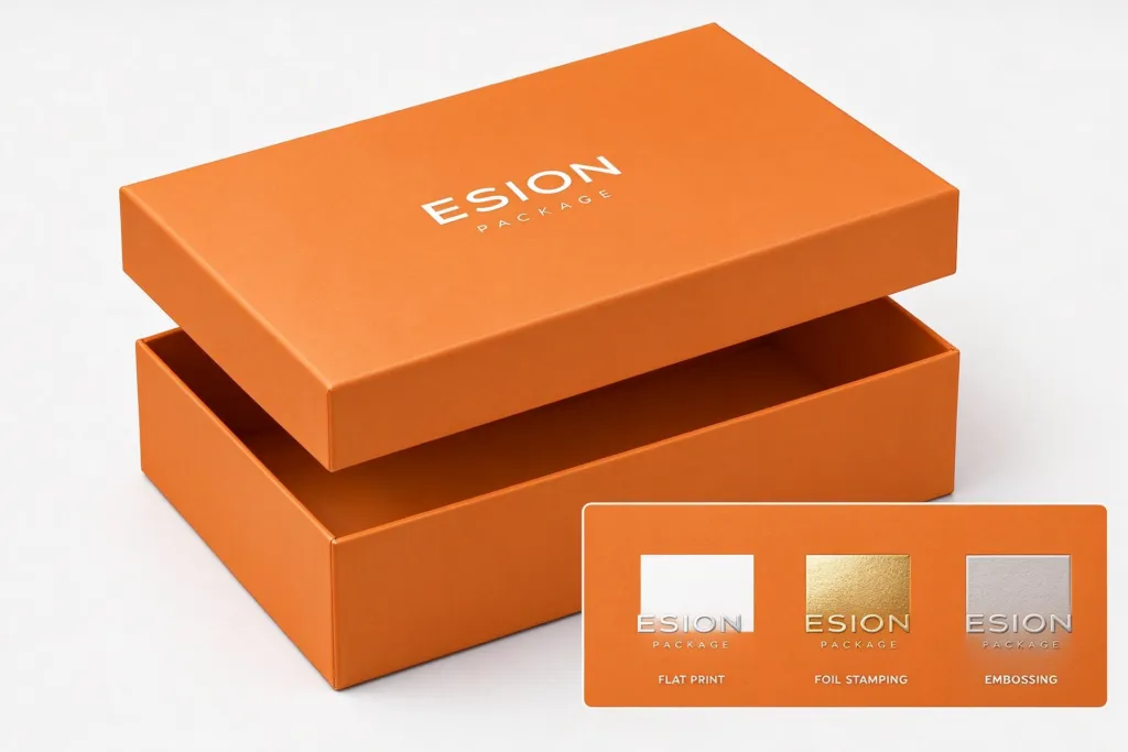 ogo printed, foil stamped and embossed on rigid box paper samples