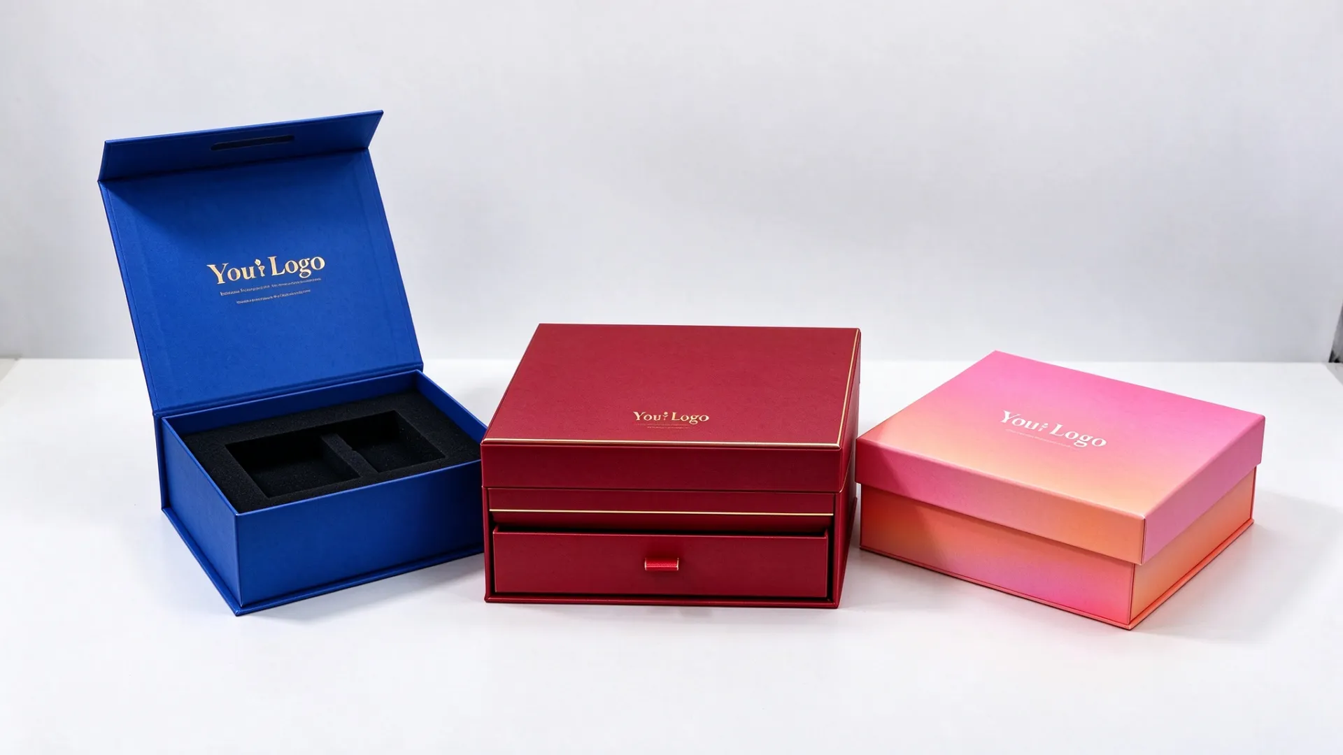 wholesale gift boxes in different structures with custom logo printing